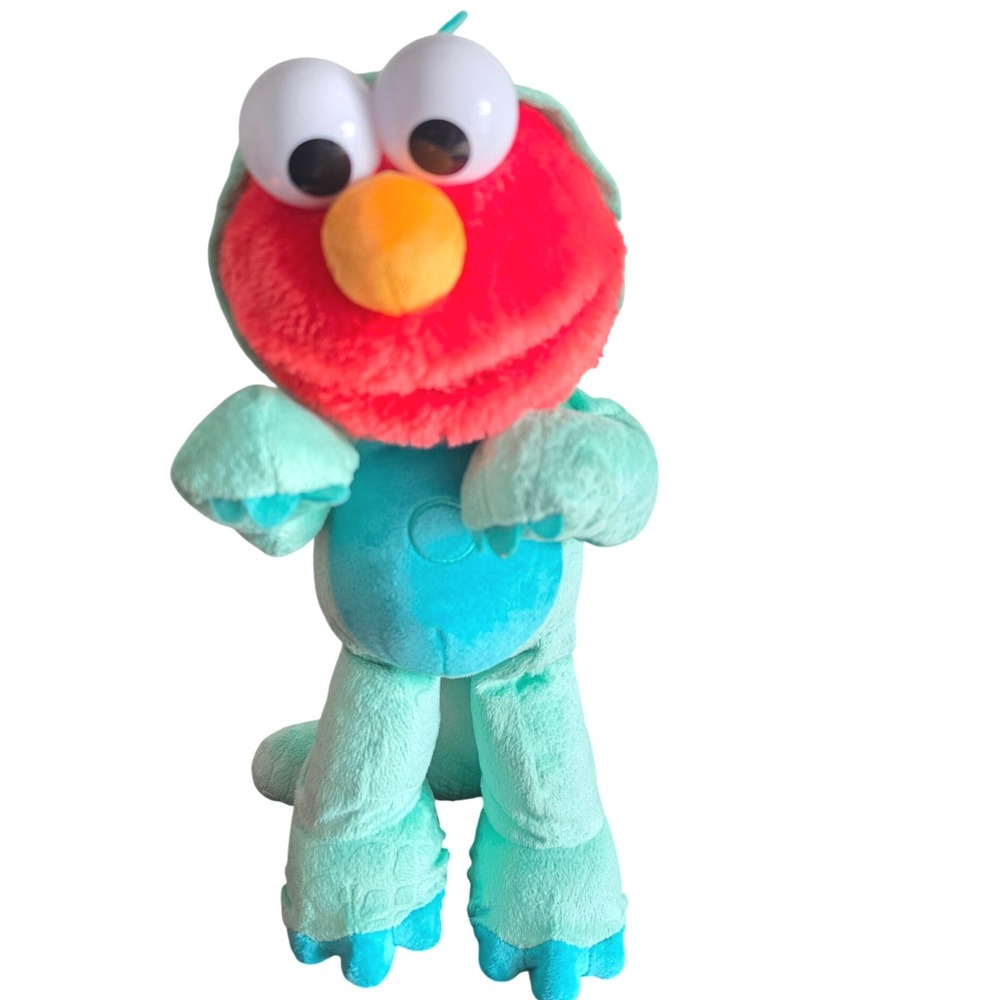Sesame Street Elmo in Dinosaur Costume Plush Just Play 2022 Mint Green 12 Inch
